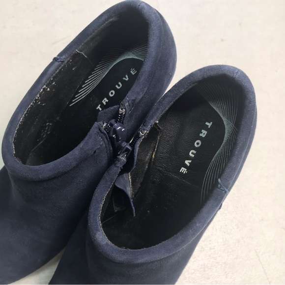 TROUVÉ | Blue Suede Platform Wedge Booties Size 7M - Picture 5 of 9